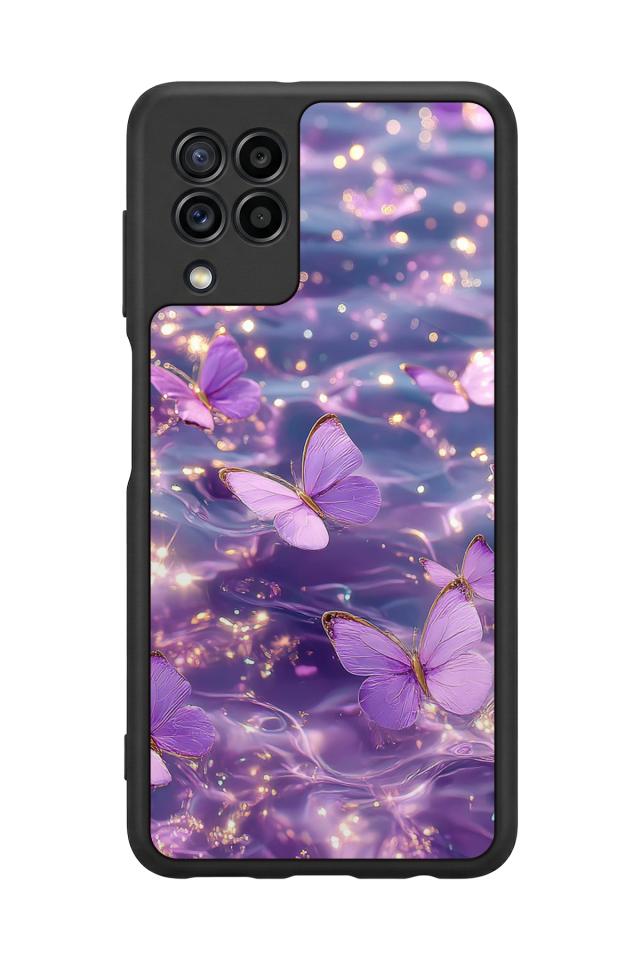 Samsung Galaxy M22 Uyumlu Kelebek Tasarımlı Glossy Premium Kılıf