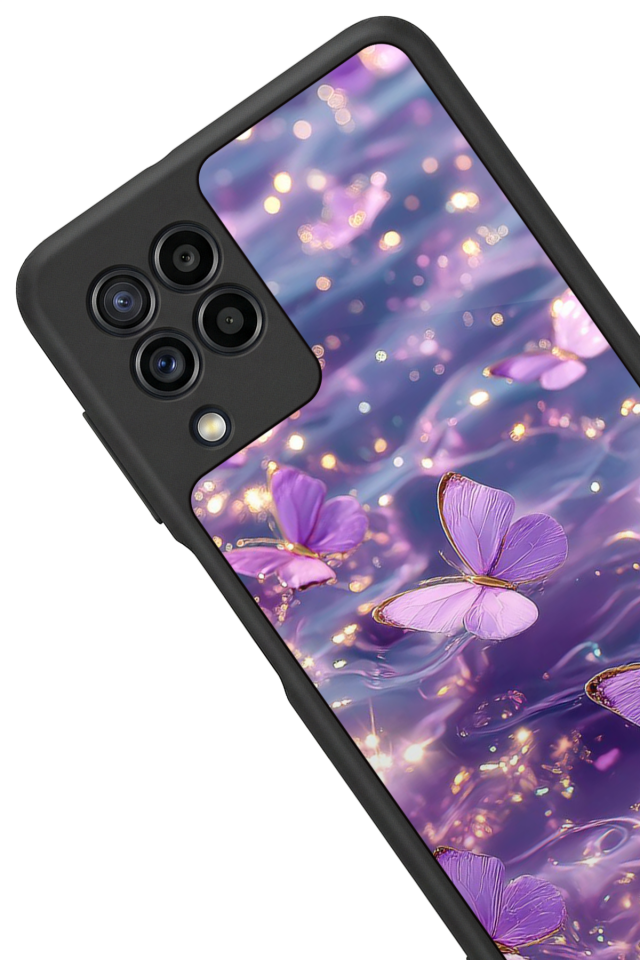 Samsung Galaxy M22 Uyumlu Kelebek Tasarımlı Glossy Premium Kılıf