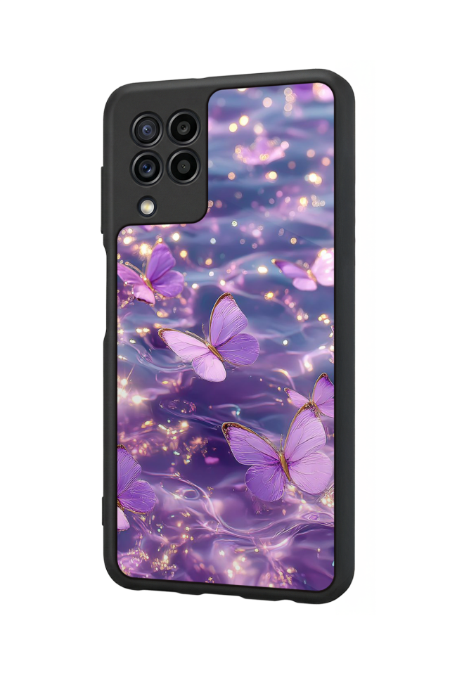 Samsung Galaxy M22 Uyumlu Kelebek Tasarımlı Glossy Premium Kılıf