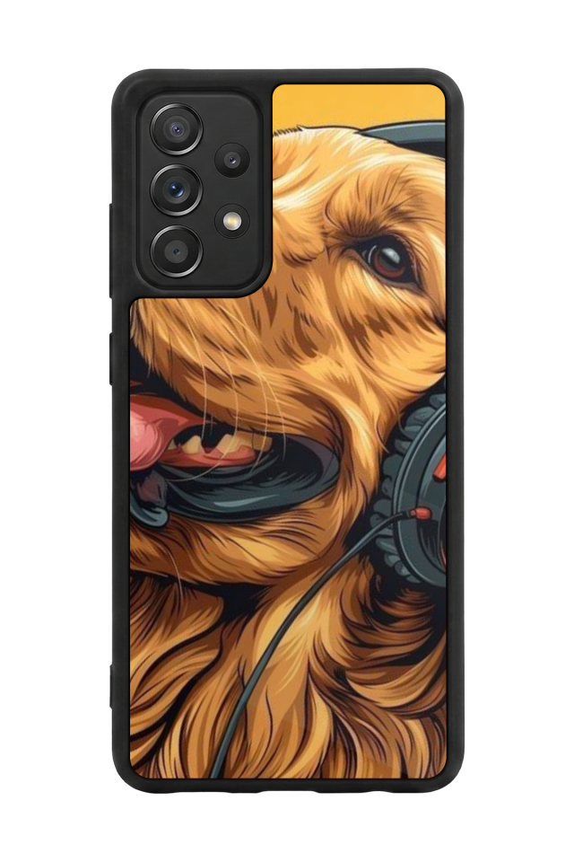 Samsung Galaxy A72 Uyumlu Golden Kopek Tasarımlı Glossy Premium Kılıf