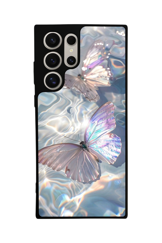Samsung Galaxy S23 Ultra Uyumlu Kelebek Tasarımlı Glossy Premium Kılıf