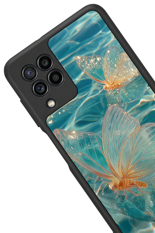 Samsung Galaxy M22 Uyumlu Kelebek Tasarımlı Glossy Premium Kılıf