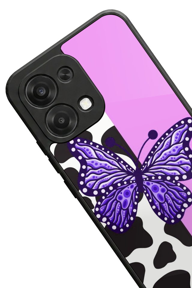 Oppo A6 Pro Uyumlu Kelebek Tasarımlı Glossy Premium Kılıf