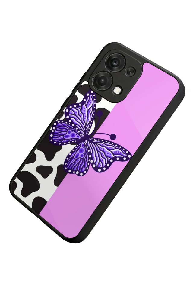Oppo A6 Pro Uyumlu Kelebek Tasarımlı Glossy Premium Kılıf