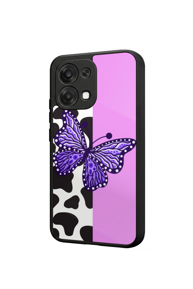 Oppo A6 Pro Uyumlu Kelebek Tasarımlı Glossy Premium Kılıf