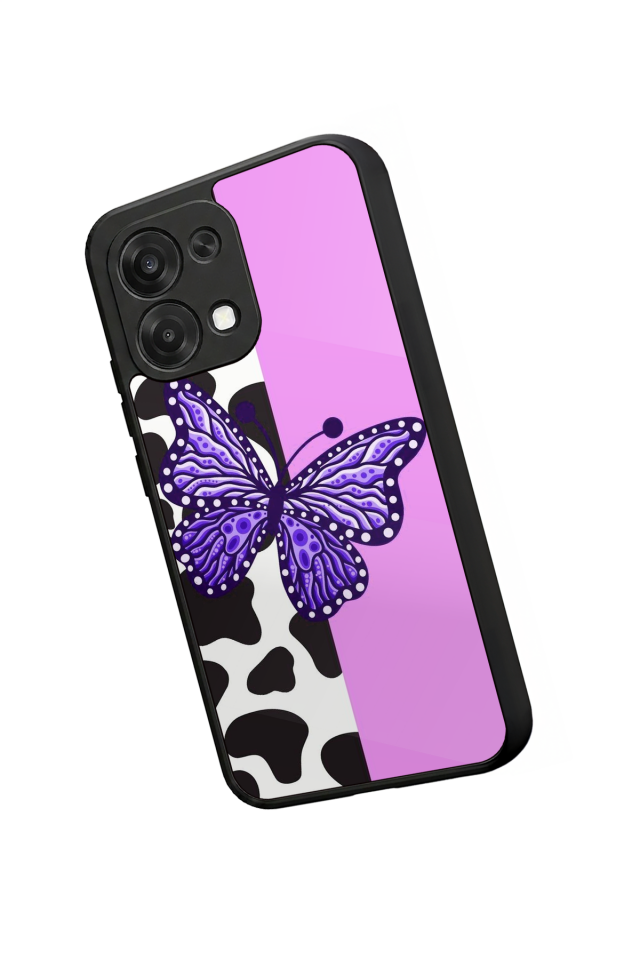 Oppo A6 Pro Uyumlu Kelebek Tasarımlı Glossy Premium Kılıf