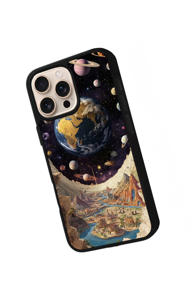 iPhone 16 Pro Uyumlu Uzay Tasarımlı Glossy Premium Kılıf