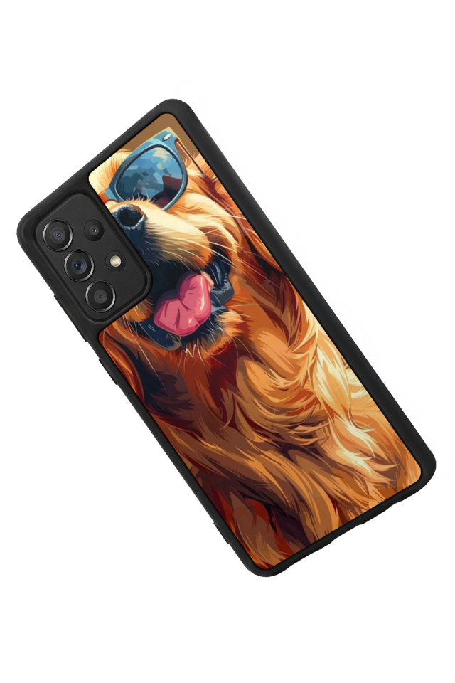 Samsung Galaxy A72 Uyumlu Golden Kopek Tasarımlı Glossy Premium Kılıf
