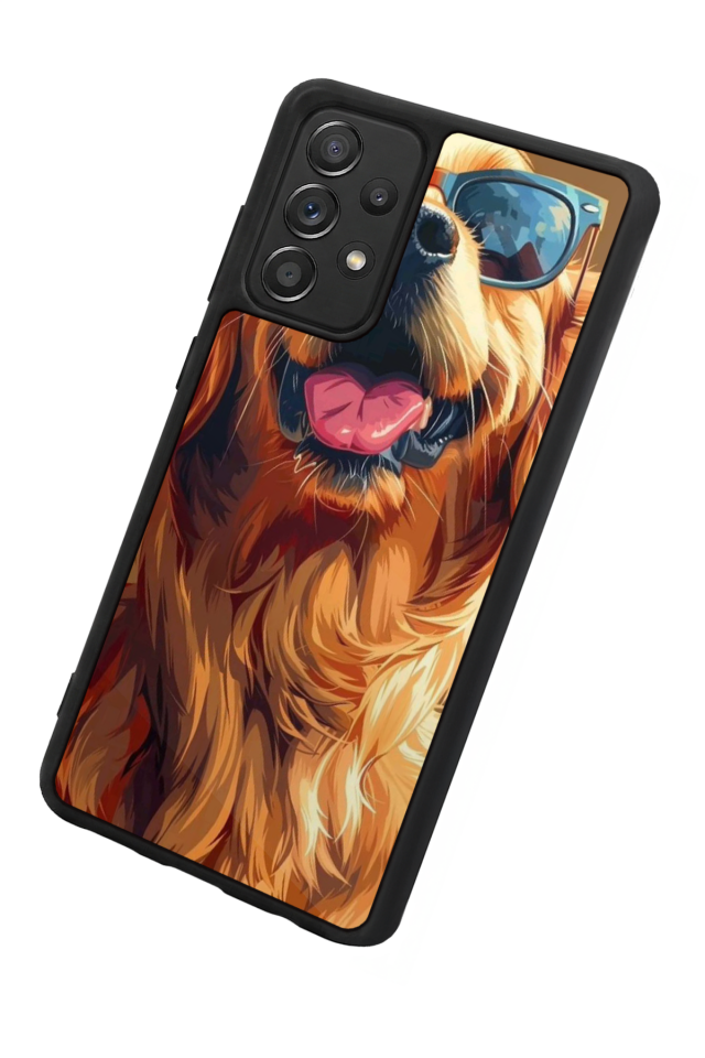 Samsung Galaxy A72 Uyumlu Golden Kopek Tasarımlı Glossy Premium Kılıf