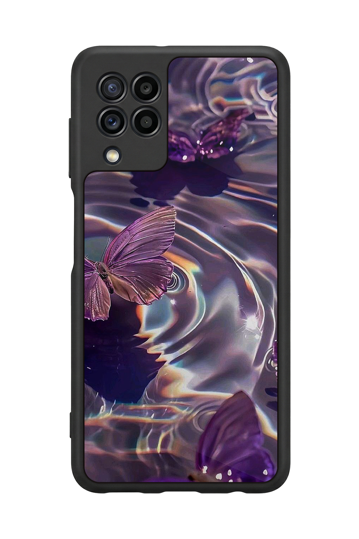 Samsung Galaxy M22 Uyumlu Kelebek Tasarımlı Glossy Premium Kılıf