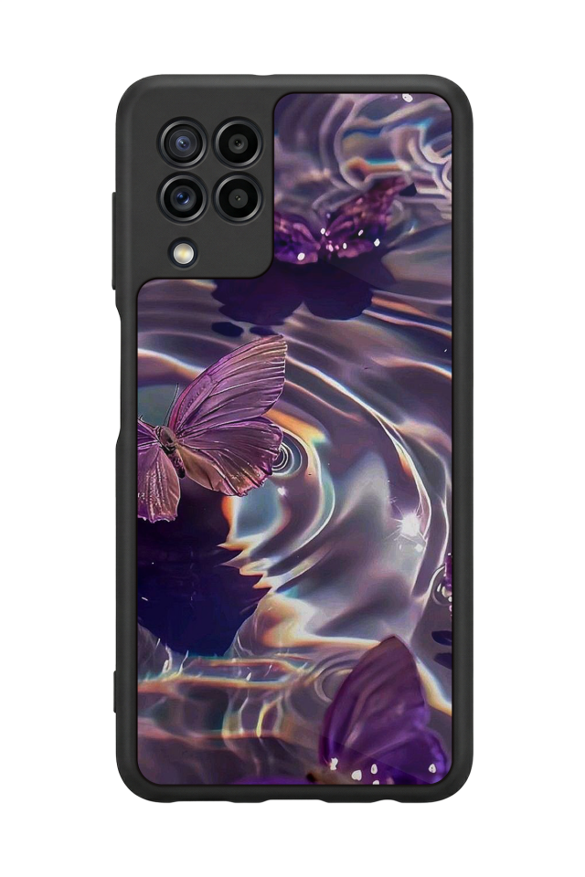 Samsung Galaxy M22 Uyumlu Kelebek Tasarımlı Glossy Premium Kılıf