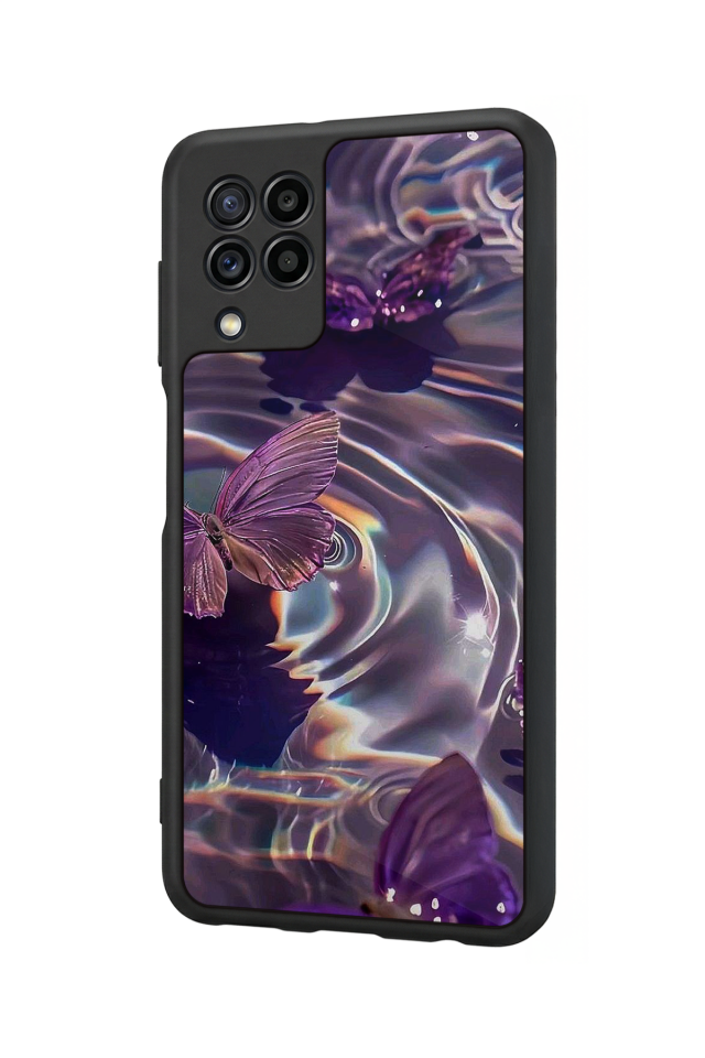 Samsung Galaxy M22 Uyumlu Kelebek Tasarımlı Glossy Premium Kılıf