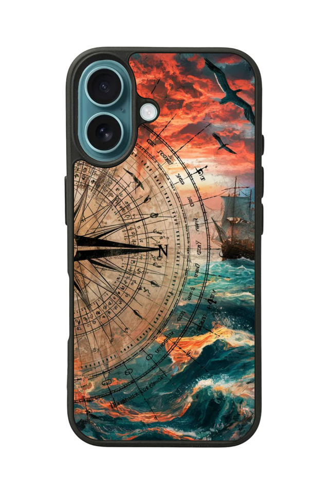 iPhone 16 Plus Uyumlu Pusula Tasarımlı Glossy Premium Kılıf