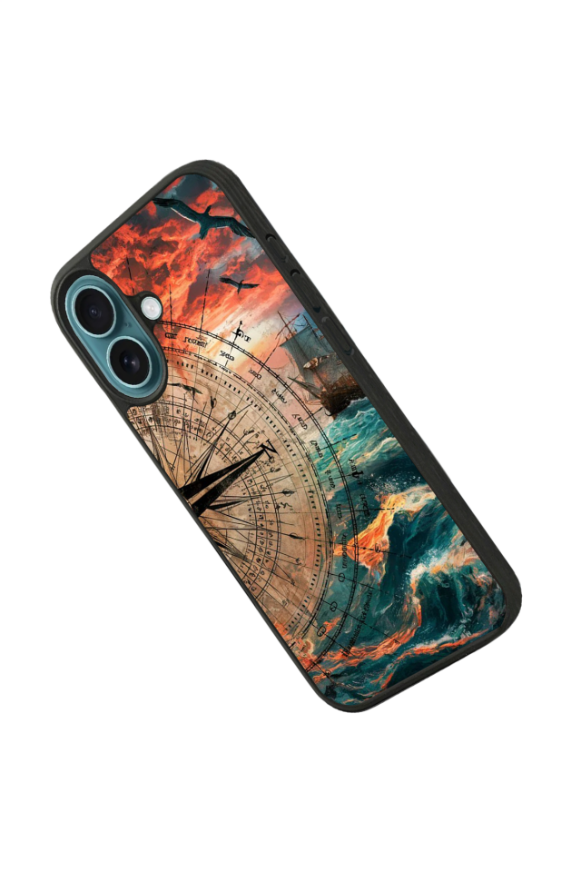 iPhone 16 Plus Uyumlu Pusula Tasarımlı Glossy Premium Kılıf