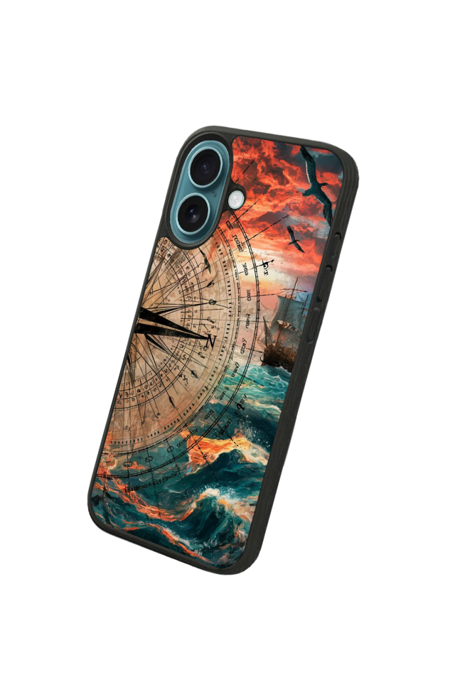 iPhone 16 Plus Uyumlu Pusula Tasarımlı Glossy Premium Kılıf