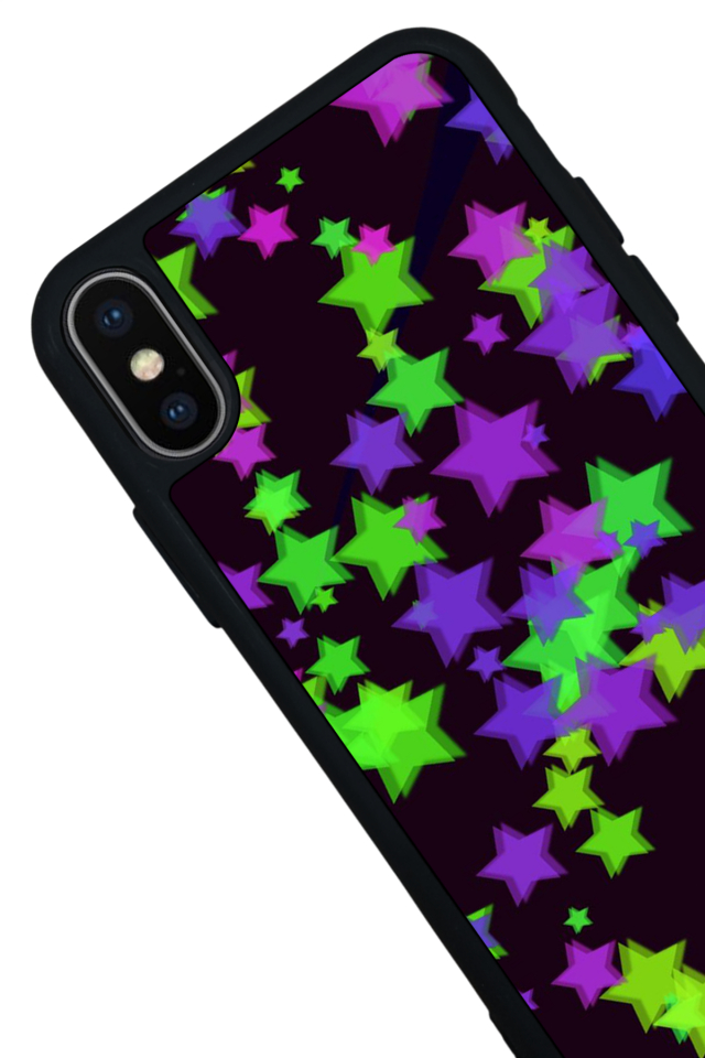 iPhone X/ XS Uyumlu Retro Yildizlar Tasarımlı Glossy Premium Kılıf