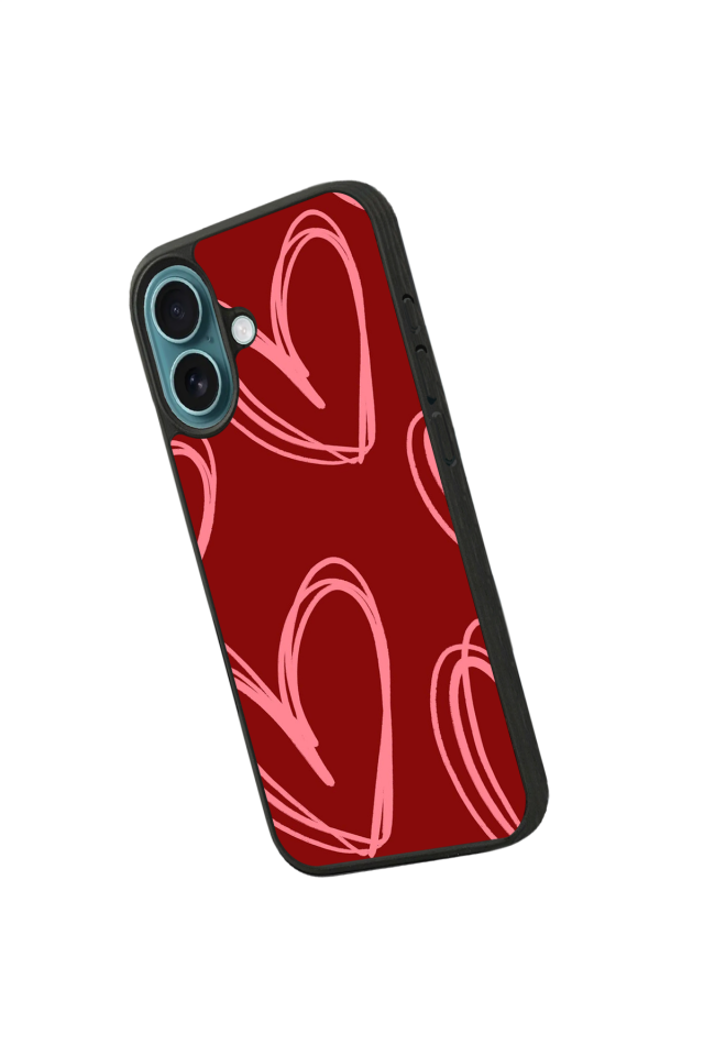 iPhone 16 Uyumlu Kalp Love Tasarımlı Glossy Premium Kılıf