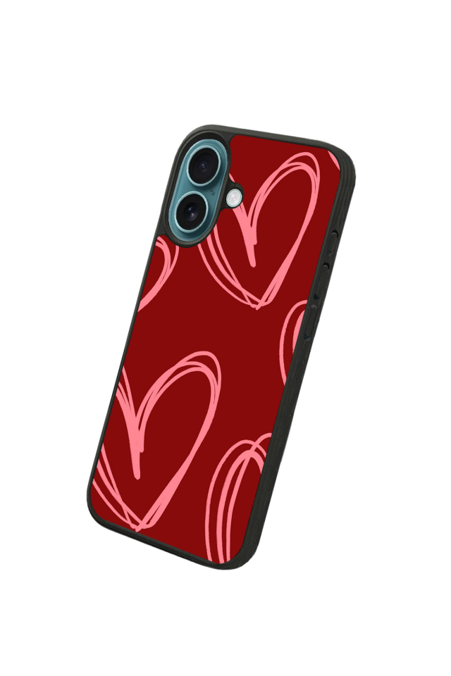 iPhone 16 Uyumlu Kalp Love Tasarımlı Glossy Premium Kılıf