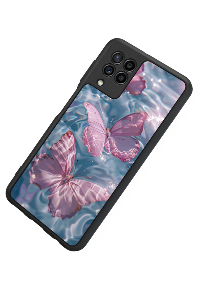 Samsung Galaxy M22 Uyumlu Kelebek Tasarımlı Glossy Premium Kılıf