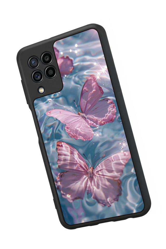 Samsung Galaxy M22 Uyumlu Kelebek Tasarımlı Glossy Premium Kılıf