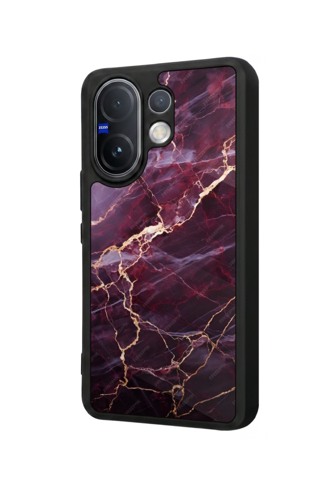 Vivo V60 Uyumlu Mermer Marble Tasarımlı Glossy Premium Kılıf