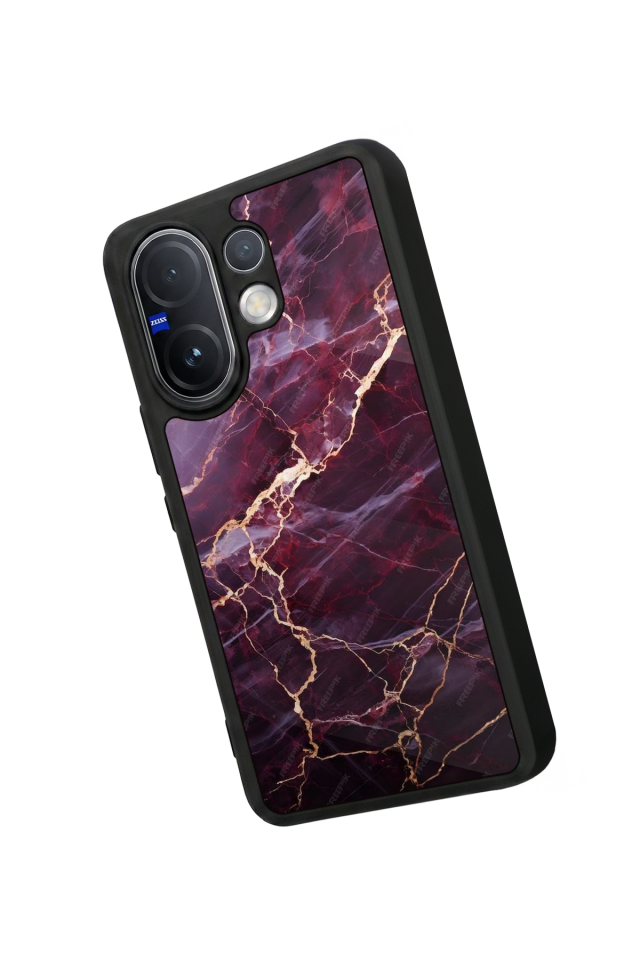 Vivo V60 Uyumlu Mermer Marble Tasarımlı Glossy Premium Kılıf