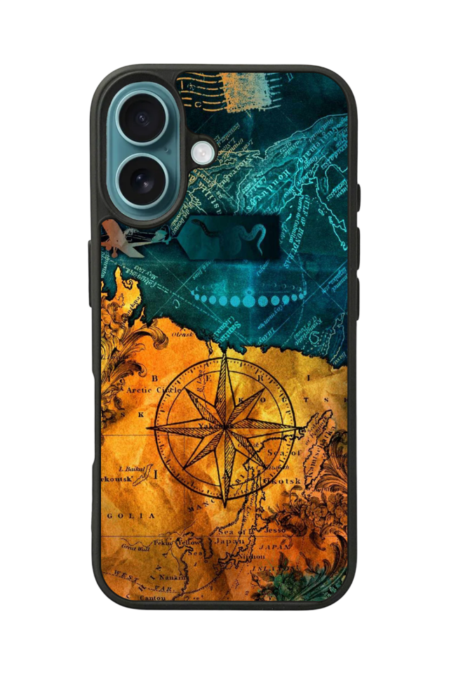 iPhone 16 Plus Uyumlu Pusula Tasarımlı Glossy Premium Kılıf