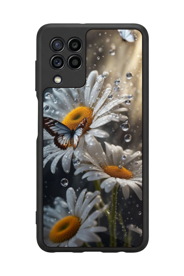 Samsung Galaxy M32 Uyumlu Cicek Tasarımlı Glossy Premium Kılıf