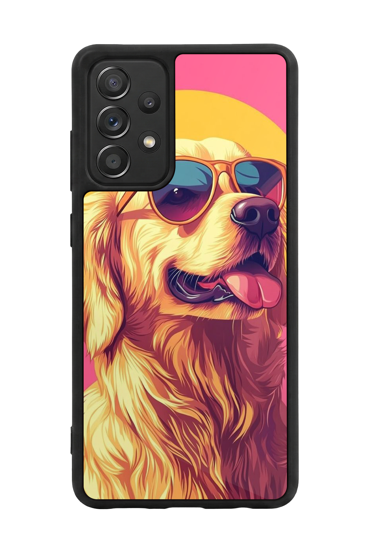 Samsung Galaxy A72 Uyumlu Golden Kopek Tasarımlı Glossy Premium Kılıf