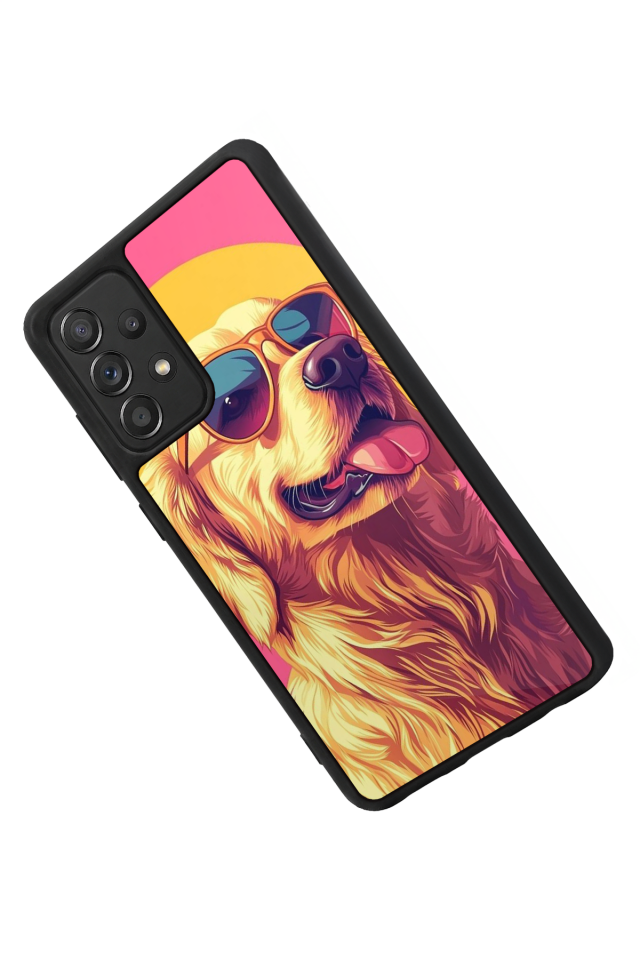 Samsung Galaxy A72 Uyumlu Golden Kopek Tasarımlı Glossy Premium Kılıf