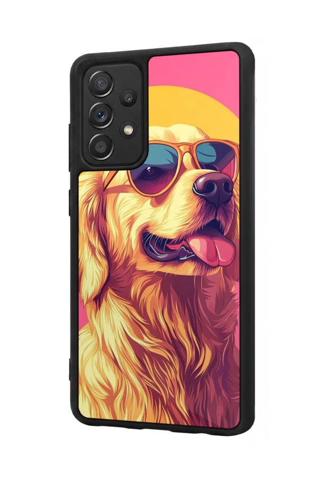 Samsung Galaxy A72 Uyumlu Golden Kopek Tasarımlı Glossy Premium Kılıf