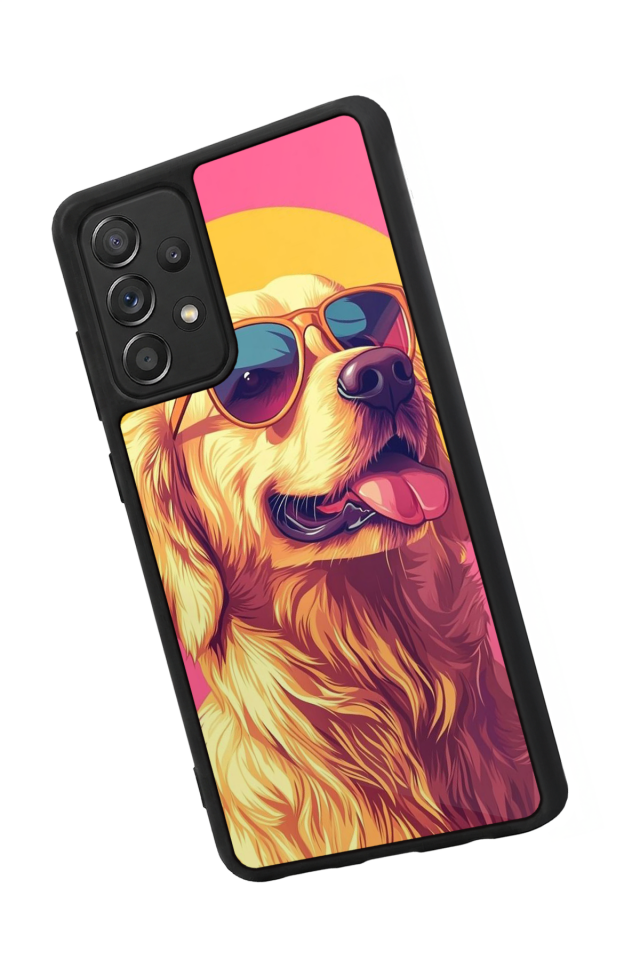 Samsung Galaxy A72 Uyumlu Golden Kopek Tasarımlı Glossy Premium Kılıf