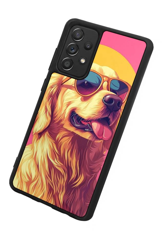 Samsung Galaxy A72 Uyumlu Golden Kopek Tasarımlı Glossy Premium Kılıf
