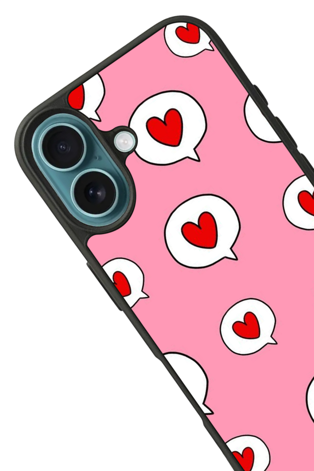 iPhone 16 Uyumlu Kalp Love Tasarımlı Glossy Premium Kılıf