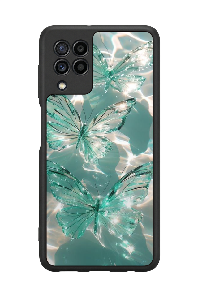 Samsung Galaxy M22 Uyumlu Kelebek Tasarımlı Glossy Premium Kılıf