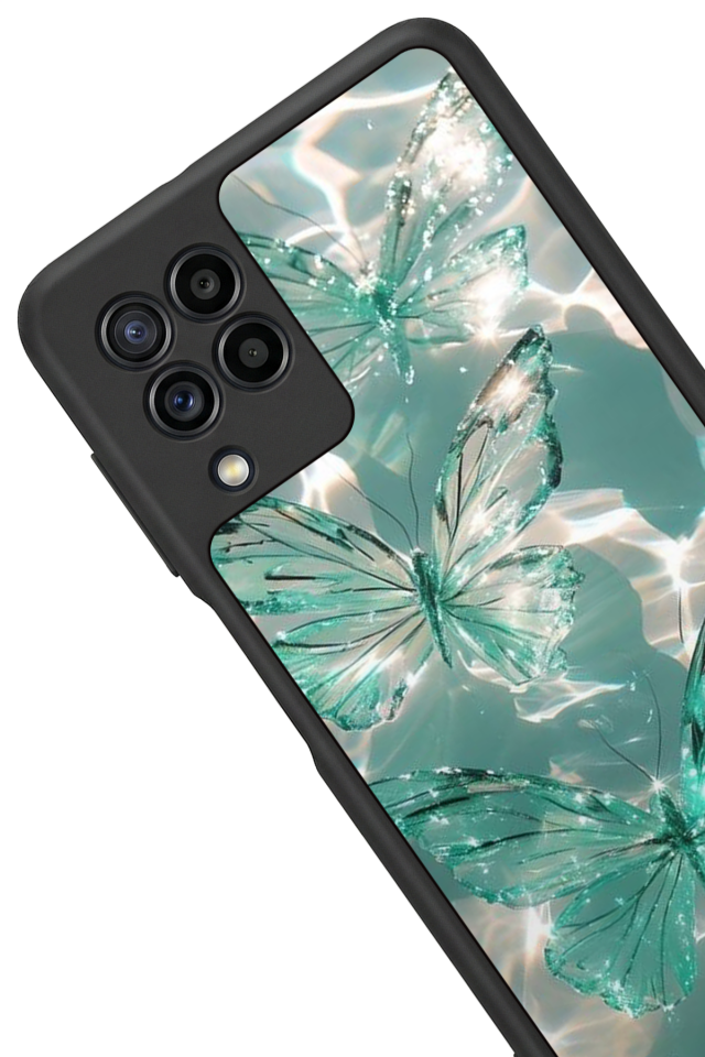 Samsung Galaxy M22 Uyumlu Kelebek Tasarımlı Glossy Premium Kılıf