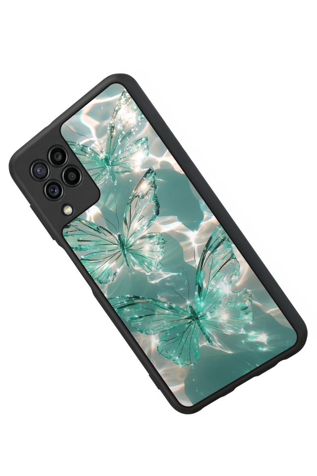 Samsung Galaxy M22 Uyumlu Kelebek Tasarımlı Glossy Premium Kılıf