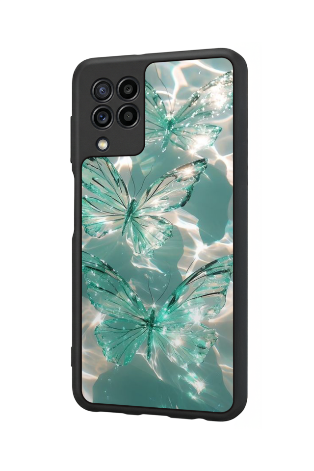 Samsung Galaxy M22 Uyumlu Kelebek Tasarımlı Glossy Premium Kılıf