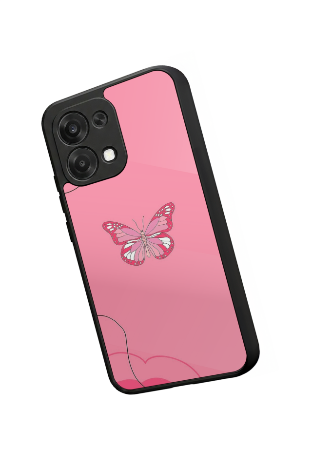 Oppo A6 Pro Uyumlu Kelebek Tasarımlı Glossy Premium Kılıf