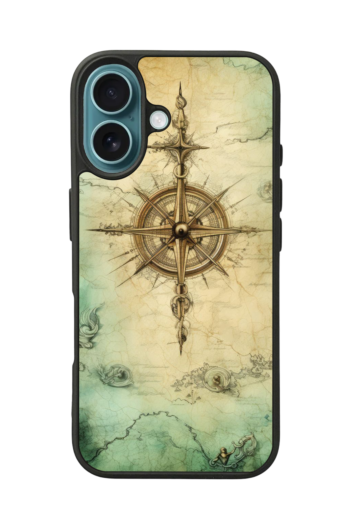 iPhone 16 Plus Uyumlu Pusula Tasarımlı Glossy Premium Kılıf