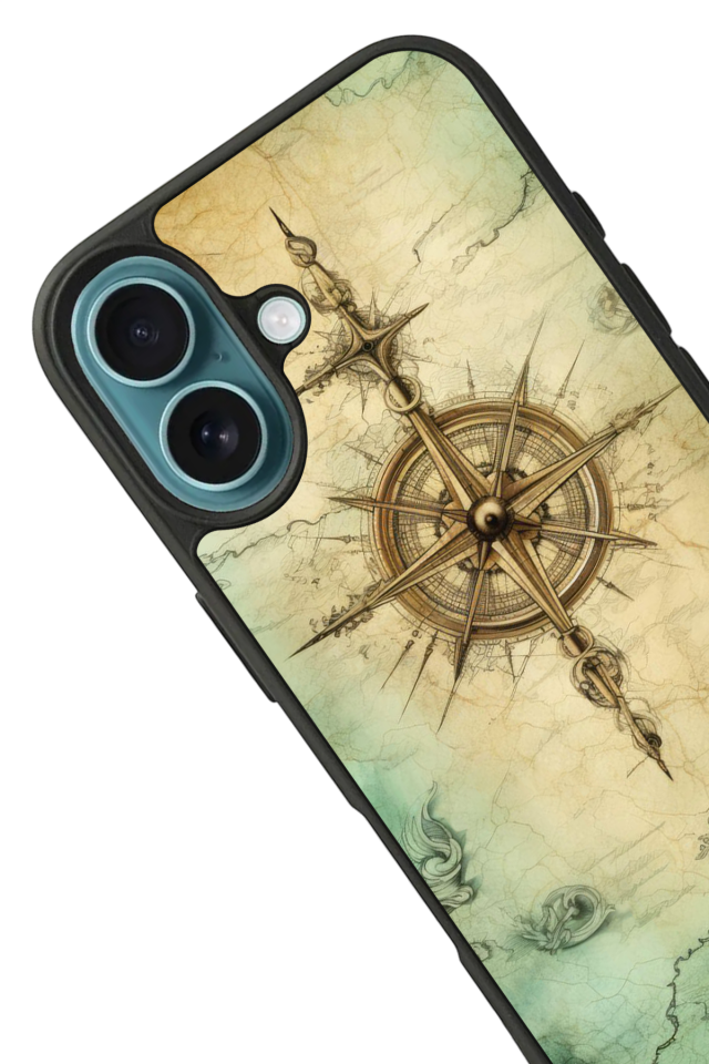 iPhone 16 Plus Uyumlu Pusula Tasarımlı Glossy Premium Kılıf