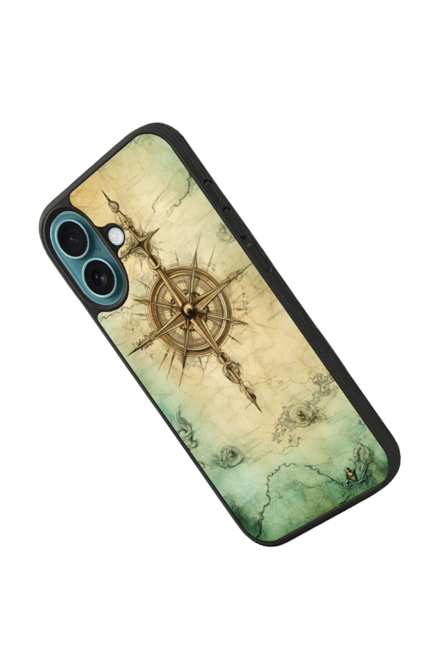 iPhone 16 Plus Uyumlu Pusula Tasarımlı Glossy Premium Kılıf