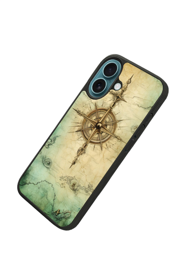 iPhone 16 Plus Uyumlu Pusula Tasarımlı Glossy Premium Kılıf