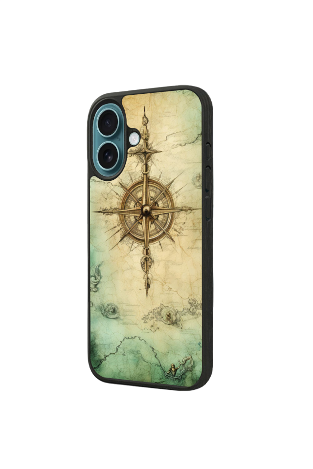 iPhone 16 Plus Uyumlu Pusula Tasarımlı Glossy Premium Kılıf