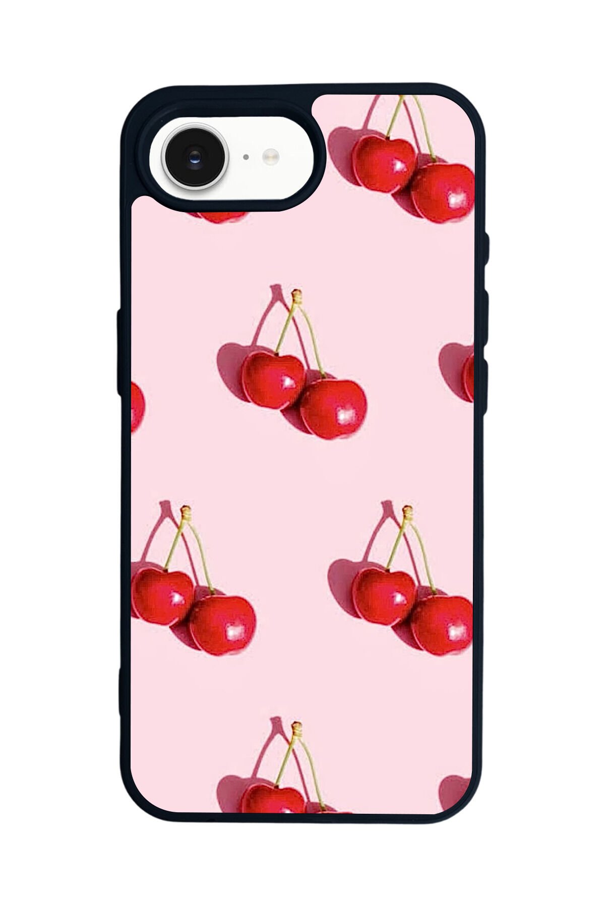 iPhone 16E Uyumlu Kiraz Tasarımlı Glossy Premium Kılıf