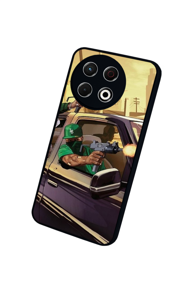 Tecno Spark 30 Pro Uyumlu GTA Tasarımlı Glossy Premium Kılıf