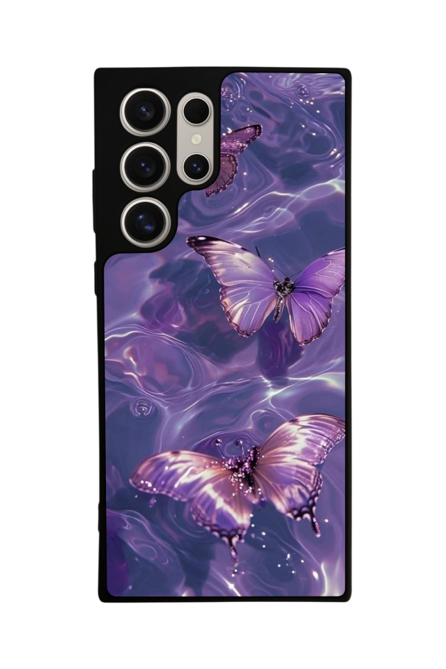 Samsung Galaxy S23 Ultra Uyumlu Kelebek Tasarımlı Glossy Premium Kılıf