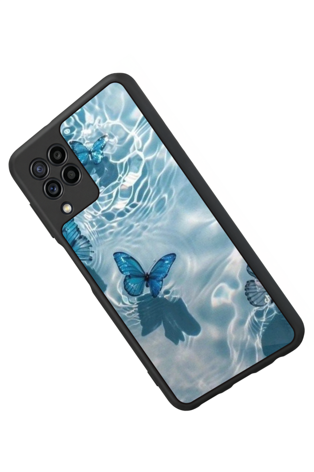 Samsung Galaxy M22 Uyumlu Kelebek Tasarımlı Glossy Premium Kılıf