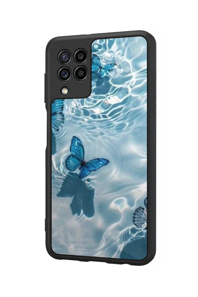 Samsung Galaxy M22 Uyumlu Kelebek Tasarımlı Glossy Premium Kılıf
