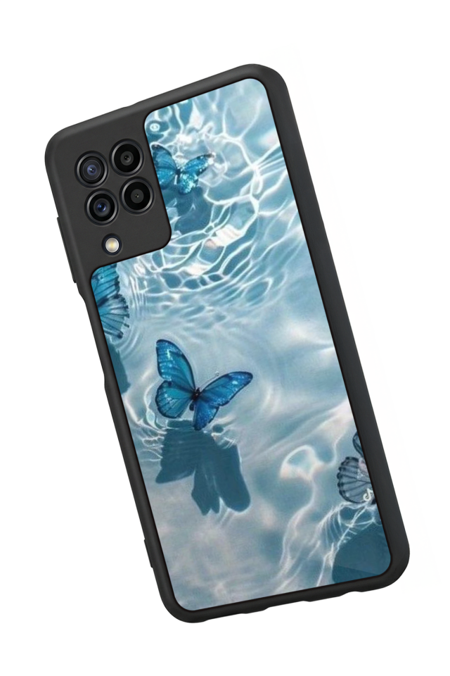 Samsung Galaxy M22 Uyumlu Kelebek Tasarımlı Glossy Premium Kılıf
